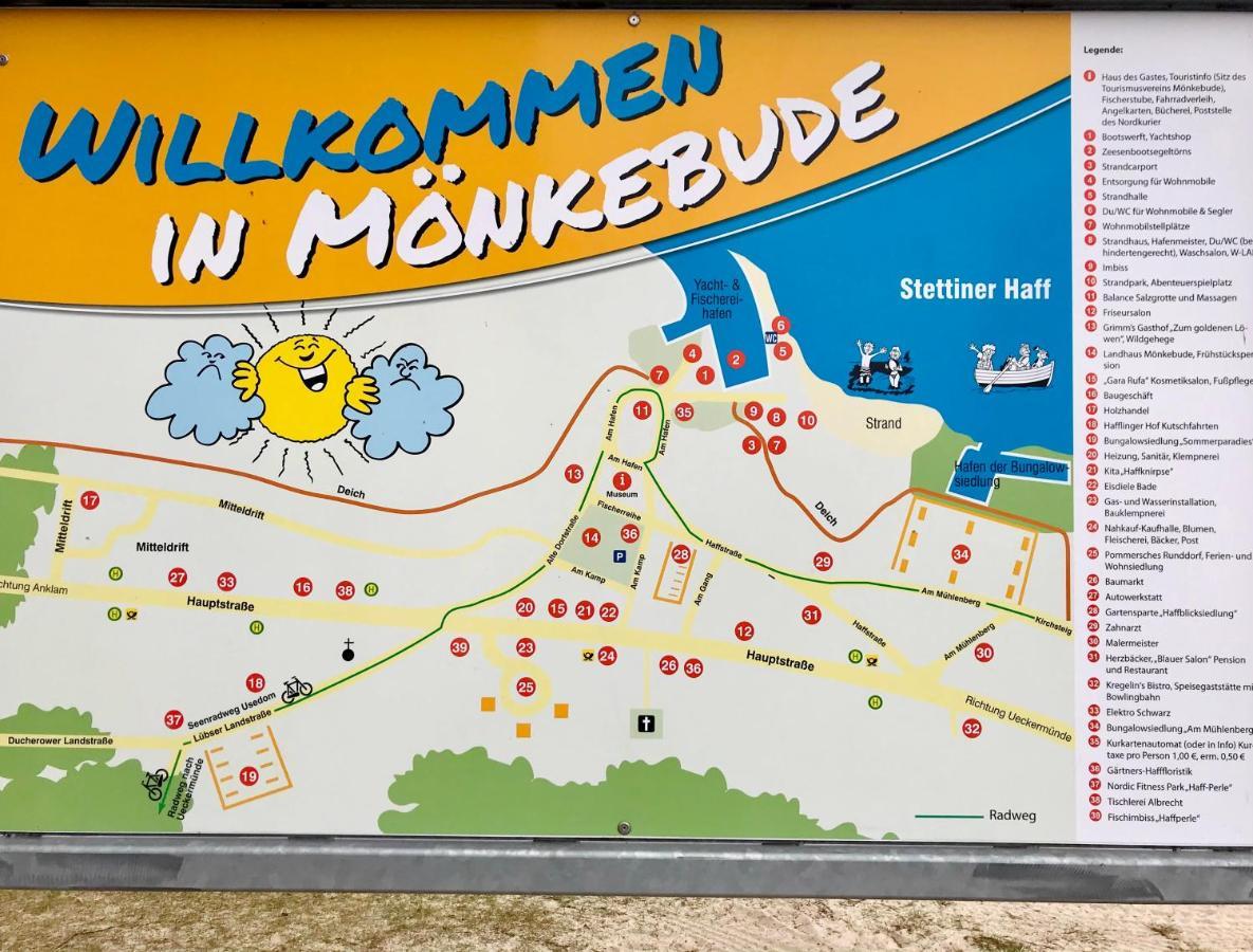 Sonniges Ferienhaus Fischer-Huus Vor Usedom & Direkt Am Haff Und Wasserzugang Monkebude Bagian luar foto